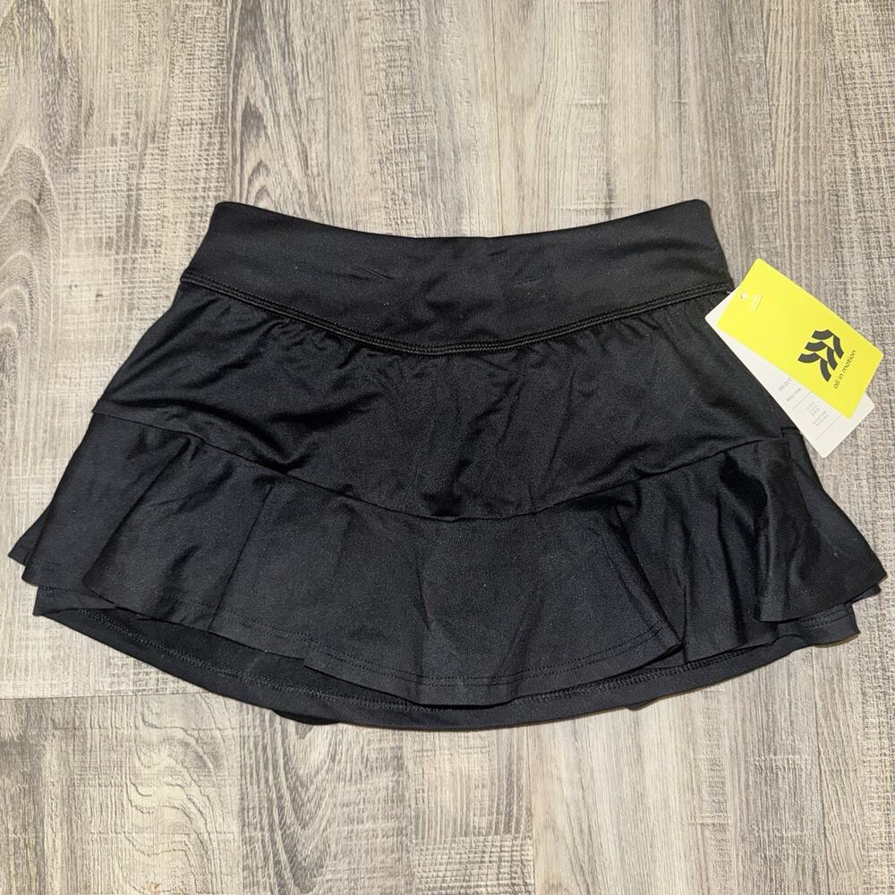 All in Motion Girls S 6/7 Black Tennis Skort Ruffle Athletic Skirt Shorts NWT